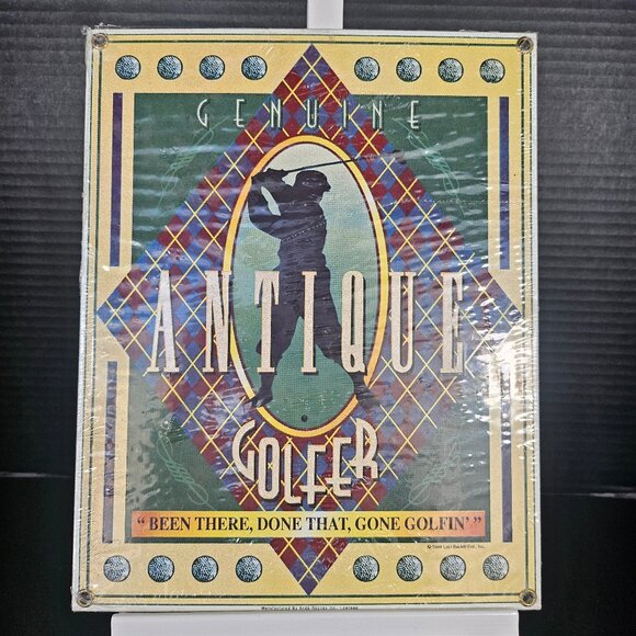 Vintage "Genuine Antique Golfer" Porcelain Sign by Ande Rooney - Picture 1 of 8